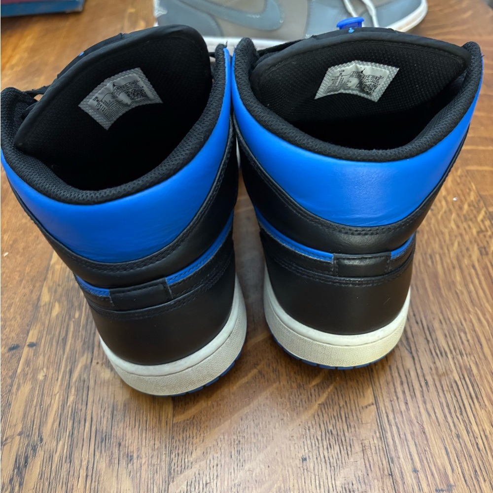 Air Jordan 1 Mid Trainers Black and Blue Sneakers - Picture 3 of 4